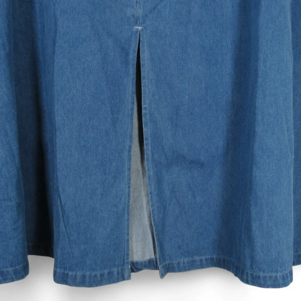 NWT ROAMAN'S Blue Denim PLEATED Elastic Sides SLIT BACK A-Line JEAN SKIRT J8/30W